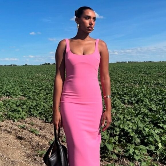 NWT! ZARA Viral Bloggers Favorite Long Pink Midi Maxi Dress - Picture 4 of 15